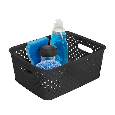 Simplify Storage Bin, Plastic, Black, 9.8 in H, 7.8 in W, 9.8 in L 25167-BLACK